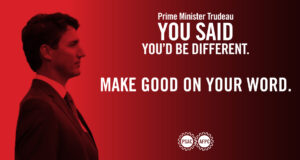 L’AFPC demande à Justin Trudeau de tenir ses promesses Make Good On Your Word Campaign Banner