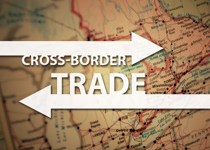 Cross trade. Cross-border trade. Cross border area.