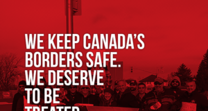 FB Members Rally in Cornwall Picture of demo in Cornwall stating "We keep Canada's borders safe. We deserve to be treated fairly"