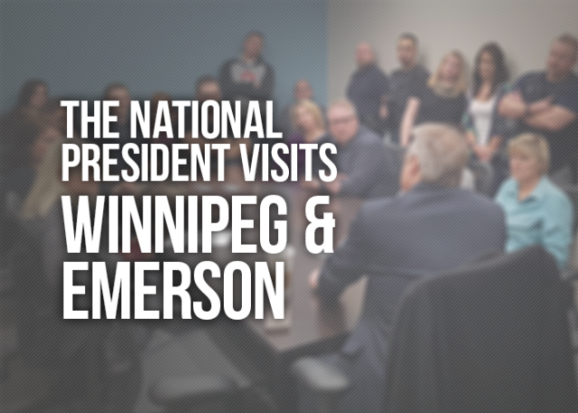 Image stating "the national president visits Winnipeg & Emerson"