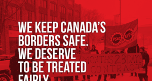 Members Rally in Sault Ste. Marie Picture of a demo in Sault Ste. Marie stating "We keep Canada's borders safe. We deserve to be treated fairly"