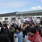 Manif à l'aéroport Pearson