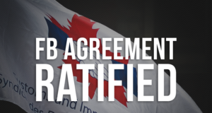 AFPC-SDI : les membres ratifient l’entente de principe CIU flag with the words "FB Agreement Ratified"