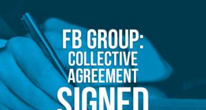 Border Services (FB) Agreement Signed Stock photo of signature with the words "FB Group: Collective Agreement Signed"