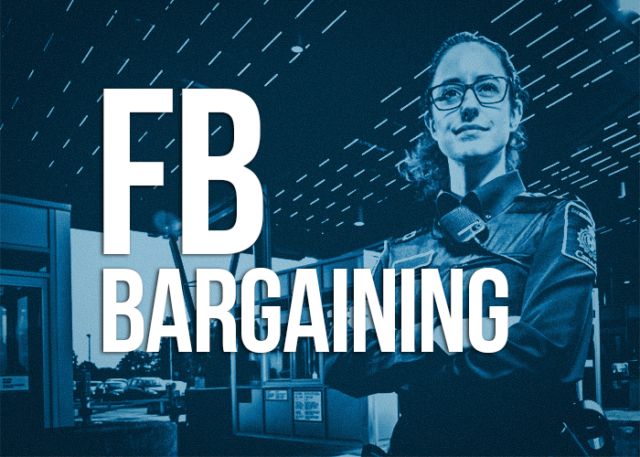Picture of a Border Services Officer with the words FB Bargaining