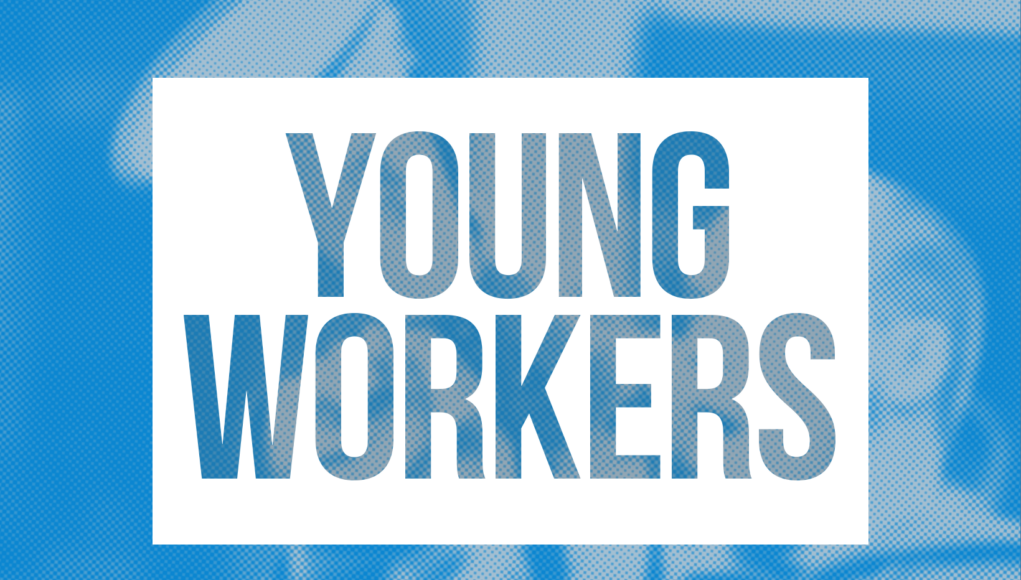 Banner with the words Young Workers