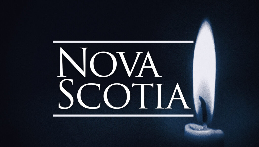 Image of a candle with the words Nova Scotia