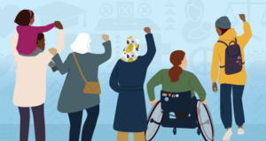 International Women’s Day: Fighting for an equitable future International Women's Day illustration, with a number of women showing solidarity