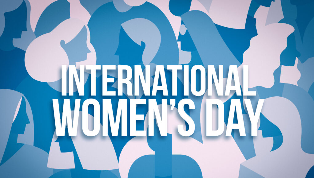 Stylized image representing women with the words "International Women's Day"