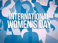 Journée internationale des femmes 2023 Stylized image representing women with the words "International Women's Day"